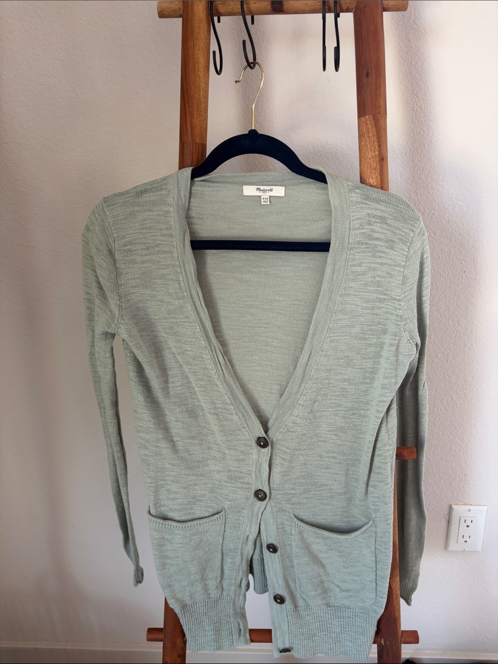 Madewell Light Seafoam Green V-Neck Button Cardigan